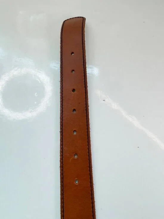 Vintage Genuine Leather Belt with Floral Buckle – Size L/XL - Picture 9 of 12